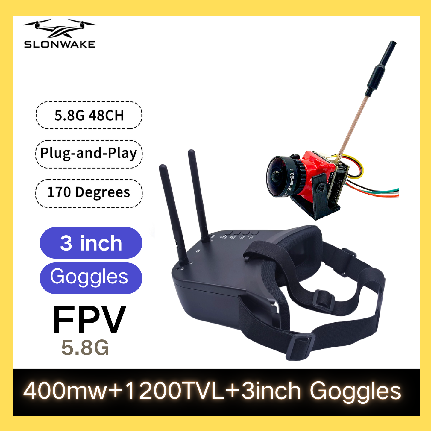 SLONWAKE 5.8G 48CH FPV 400mw V - Fpv Drone Camera recension och pris